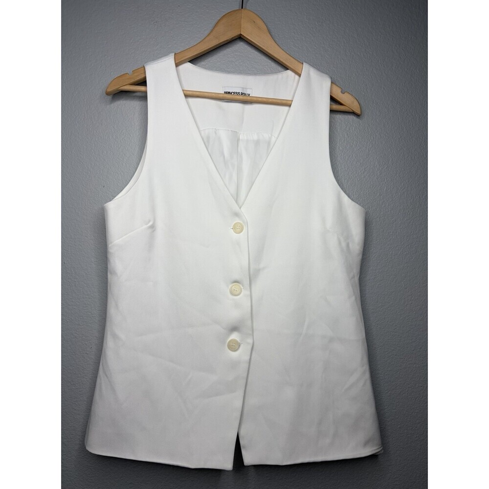 Princess Polly Women’s White Vest Top US 6/Medium V NeckLine - Picture 1 of 6